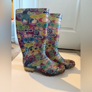 Coach Multicolor Patterned Women's Rain Boots